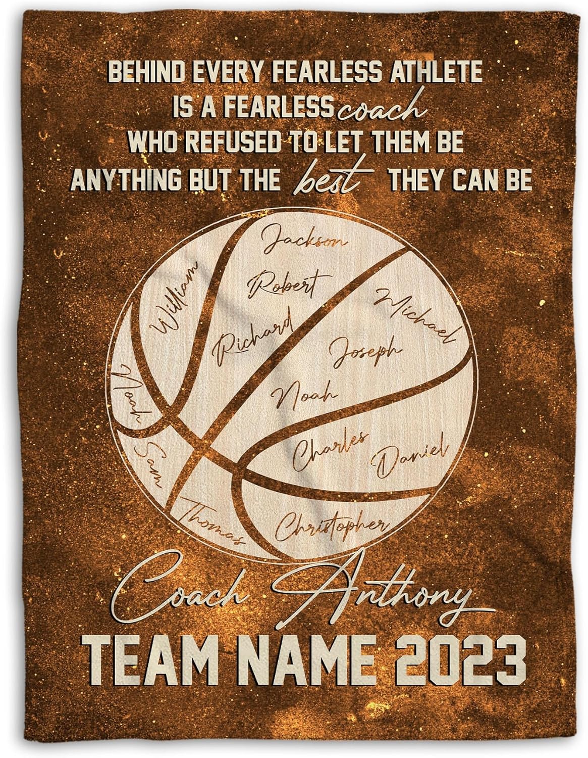 Personalized Basketball Coach Gifts Blanket, Custom Team Names Basketball Coach Sherpa Fleece Throw Blanket, Basketball Coach Appreciation Gift, End of Season Retirement Gift for Coach