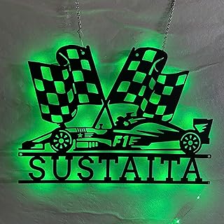 Custom Name Sign Formula F1 Metal Wall Art LED Light, Personalized Racer Name Sign Home Decor, Racing Car Decoration