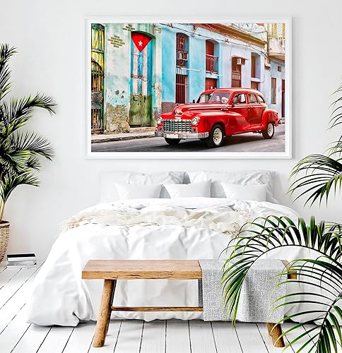 Miniatura 4 de Cuban Art, Retro Car Print, Havana Cuba Print Art Cuban Decor Old Architecture Artwork Auto Poster Red Car Poster Decor Retro Havana Cuba Old