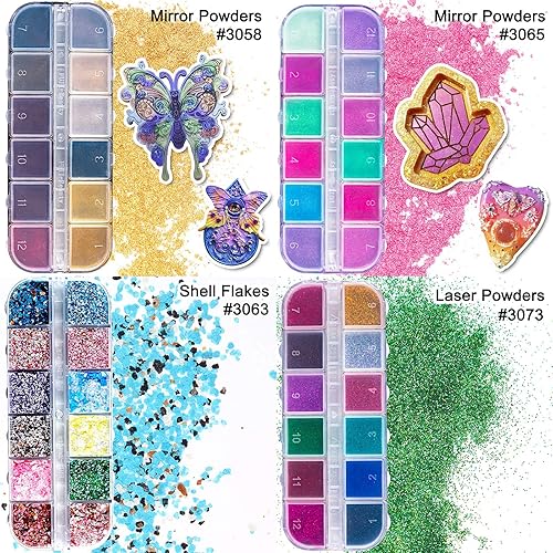 Miniatura 3 de Brillantinas iridiscentes, lentejuelas holográficas, copos láser, chips de aluminio, cuentas, polvos de pigmento cromado espejo, kit de fabricación