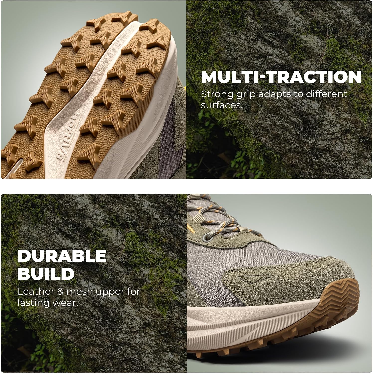 NORTIV 8 Men's Wide Toe Box Hiking Shoes Low Drop Waterproof Hiking Shoes for Walking Outdoor Trekking Camping Climbing Daily Fashion Sneakers