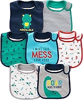 Simple Joys by Carter's 7-Pack Baby Teething Bibs - Soft Absorbent Cotton Drool Bibs with Fun Patterns & Snap Closure