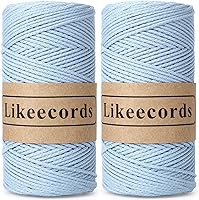 Vista 56 de 100% Algodón Hilo de Ganchillo para Bolsa de 2 mm 170 m Cuerda de Macramé de 2 mm Hilo de Crochet Cuerda de Macramé Regalo para Tejedor (Azul Verde)