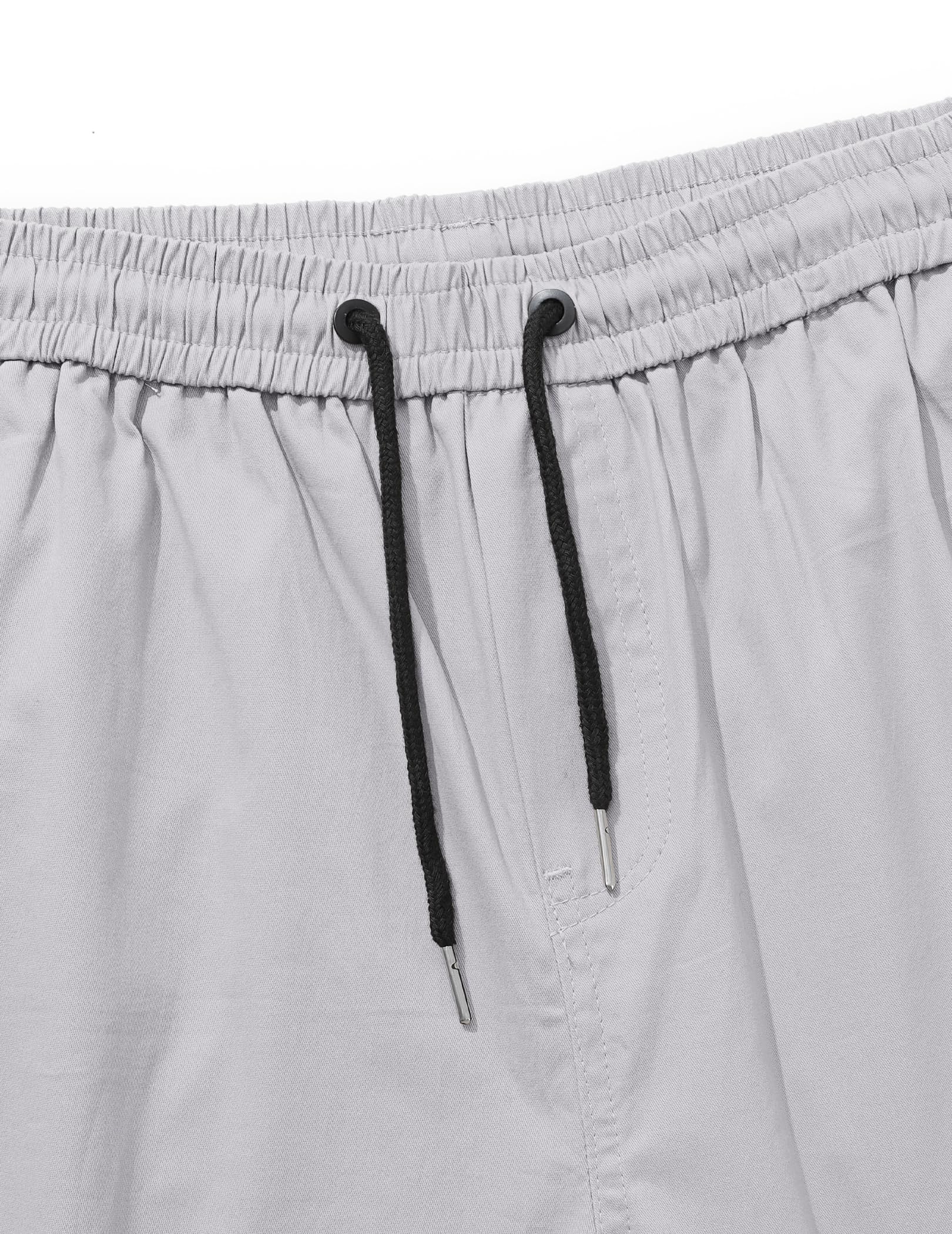 TARAINYA Pantalon Cargo Homme Coton Sergé Long | 97%Coton,3%élasthanne;Coupe Ample;Taille élastiquée Avec cordon De Serrage;2 Poches Latérales à Bouton-pression
