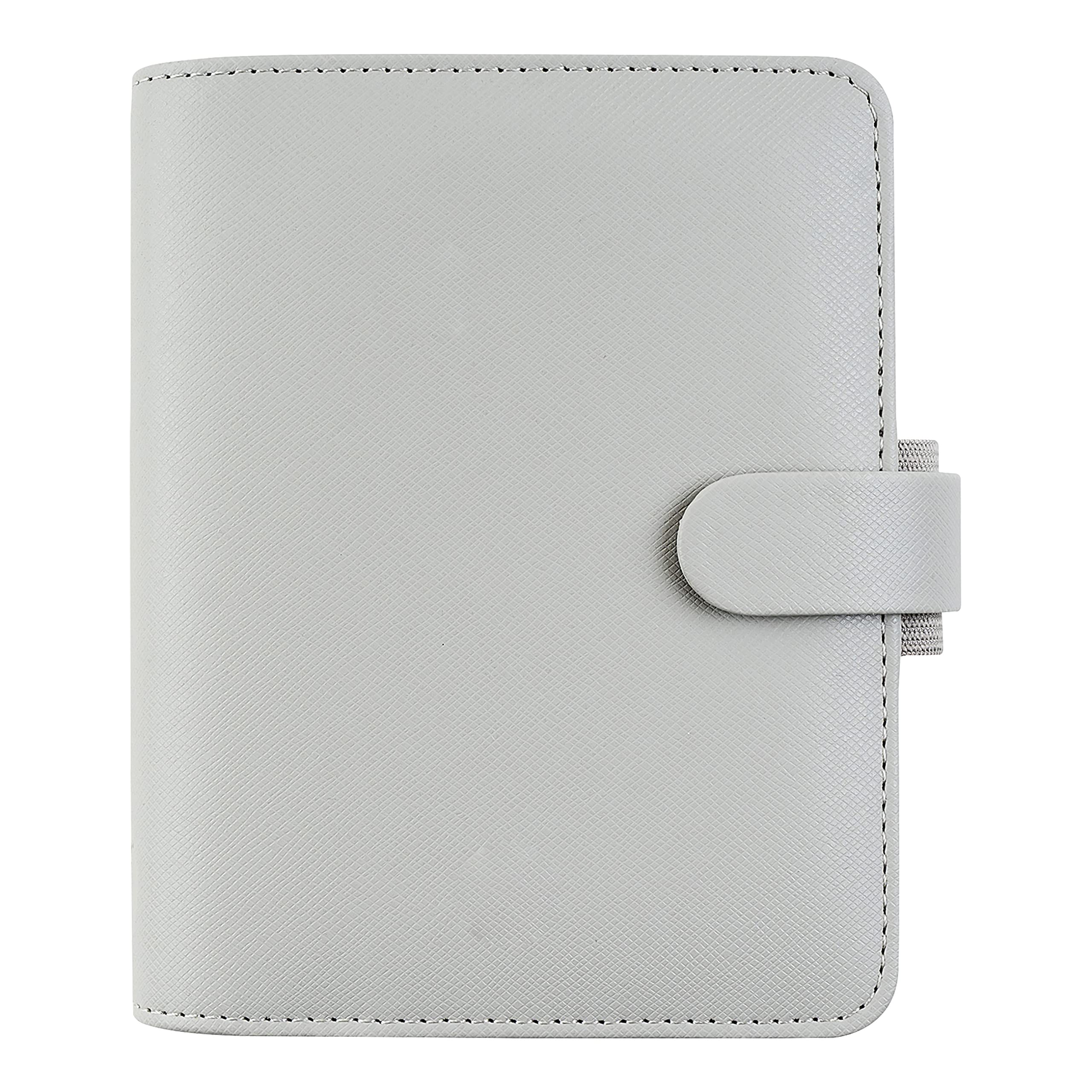 FilofaxSaffiano Organizer, Pocket Size, Granite - Cross-Grain, Leather-Look, Six Rings, Week-to-View Calendar Diary, Multilingual, 2025 (C028812-25)