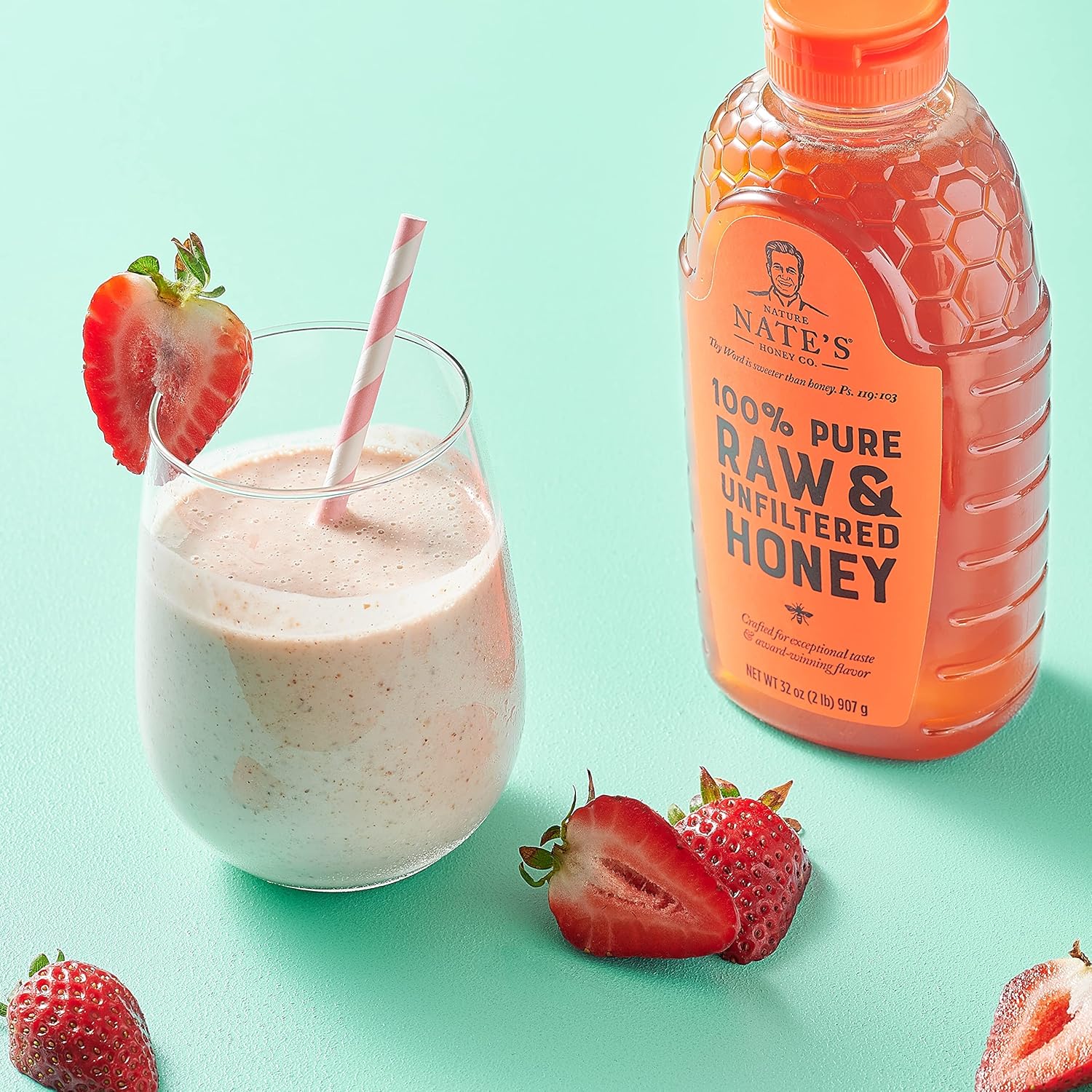 Nate's 100% Pure, Raw & Unfiltered Honey - Award-Winning Taste, 32oz. Squeeze Bottle (6 Pack)