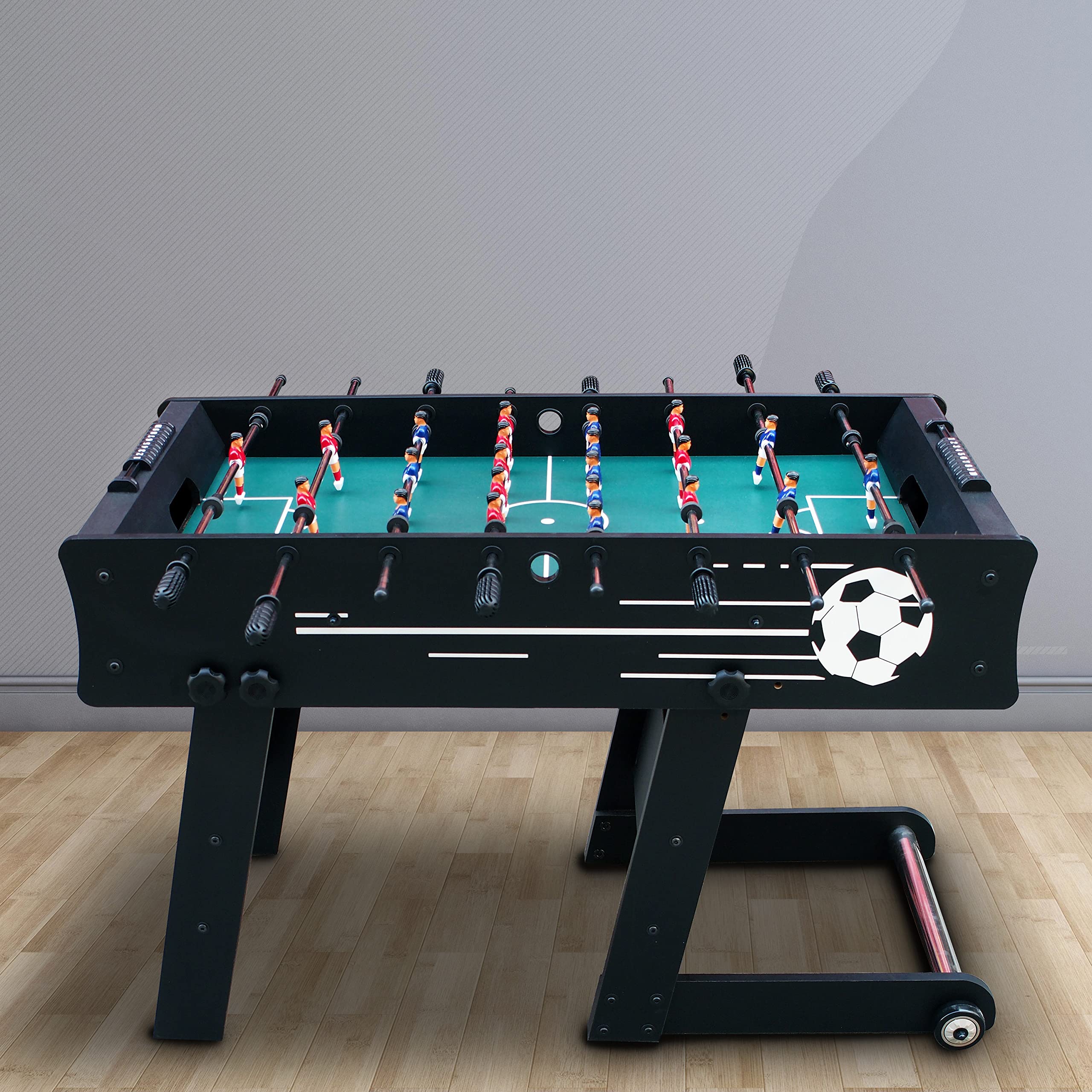 Cougar Table De Babyfoot Scorpion Kick Noir | Jeu De Football De Table Pliable Intérieur pour Tous Les âges | avec 2 Balles & Comptoir De Points