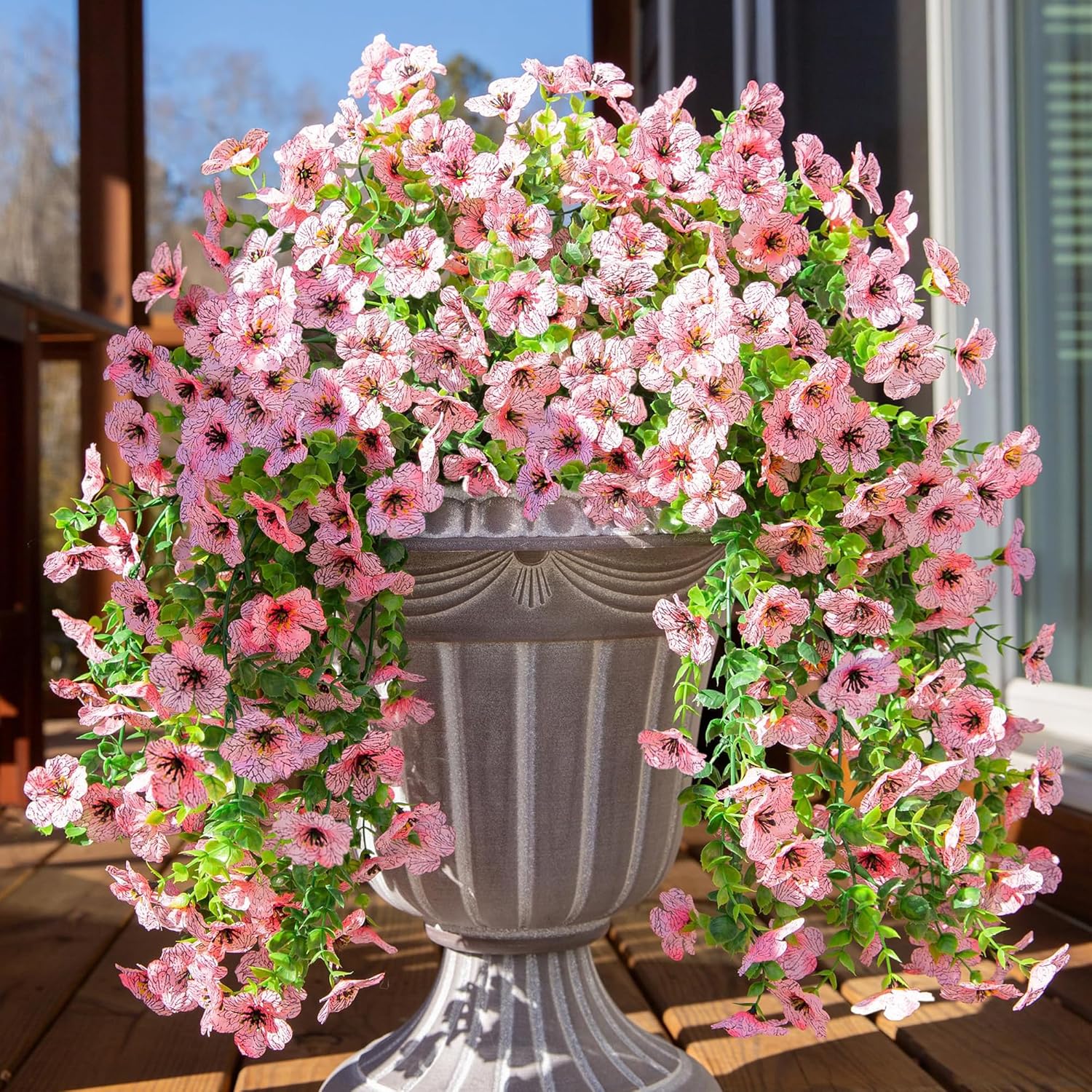 Artificial Faux Outdoor Outside Flowers Plants, 2 PCS Fake Silk UV Resistant Look Real Pink Daisy Trailing Vines for Front Door Porch Planter Urn Patio Balcony Decoration Artificial Faux Outdoor Outside Flowers Plants, 2 PCS Fake Silk UV Resistant Look Real Pink Daisy Trailing Vines for Front Door Porch Planter Urn Patio Balcony Decoration