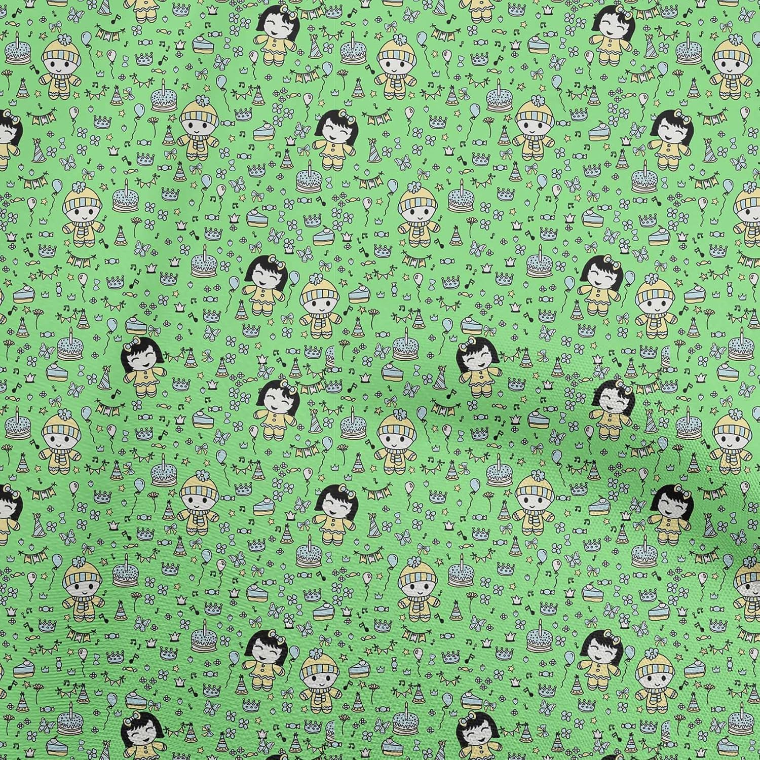 oneOone Cotton Flex Pear Green Fabric Random Craft Projects Decor Fabric Printed by The Yard 40 Inch Wide
