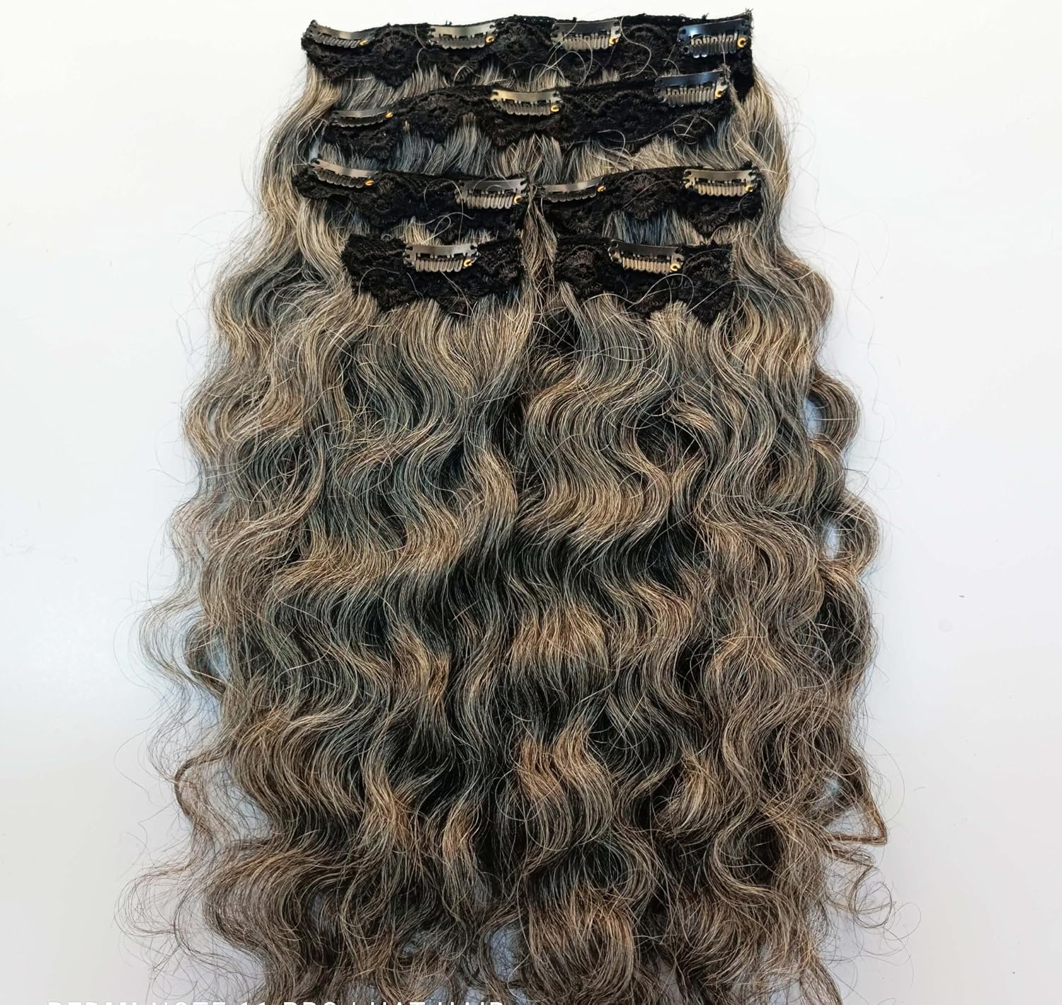 Gray Curly Hair Clip-in Extensions Real Human Hair Natural Undyed Hair 100g-120g Per set, Raw unprocessed Grey curly human hair clip-in extensions (14 Inches)