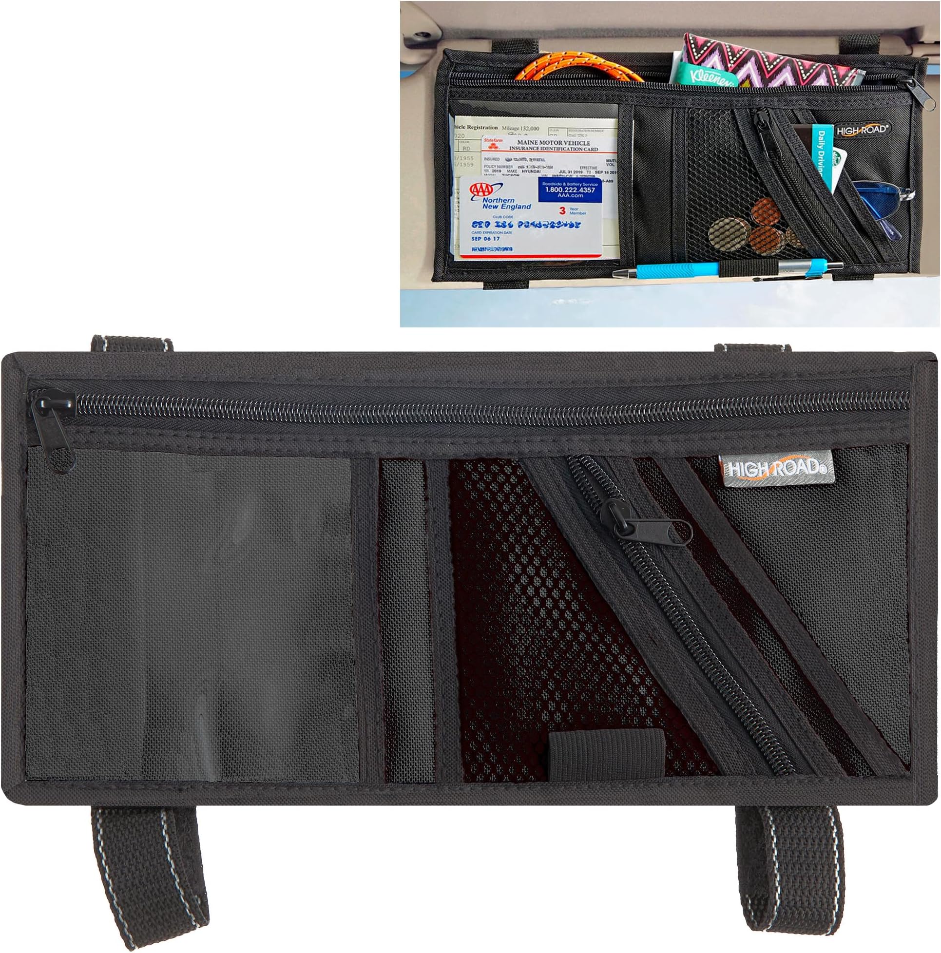 High Road Car Visor Organizer with Clear Registration and Insurance