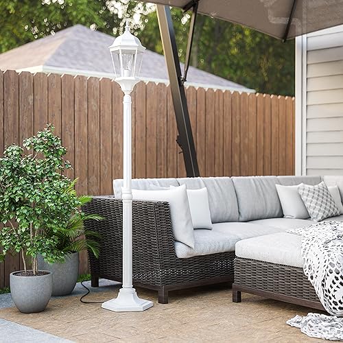 Miniatura 2 de Kenroy Home 93432WH Villa 1 Light Portable Post Lantern with White Finish, Classic Style, 71.438" Height, 12.75" Width, 12.75" Depth