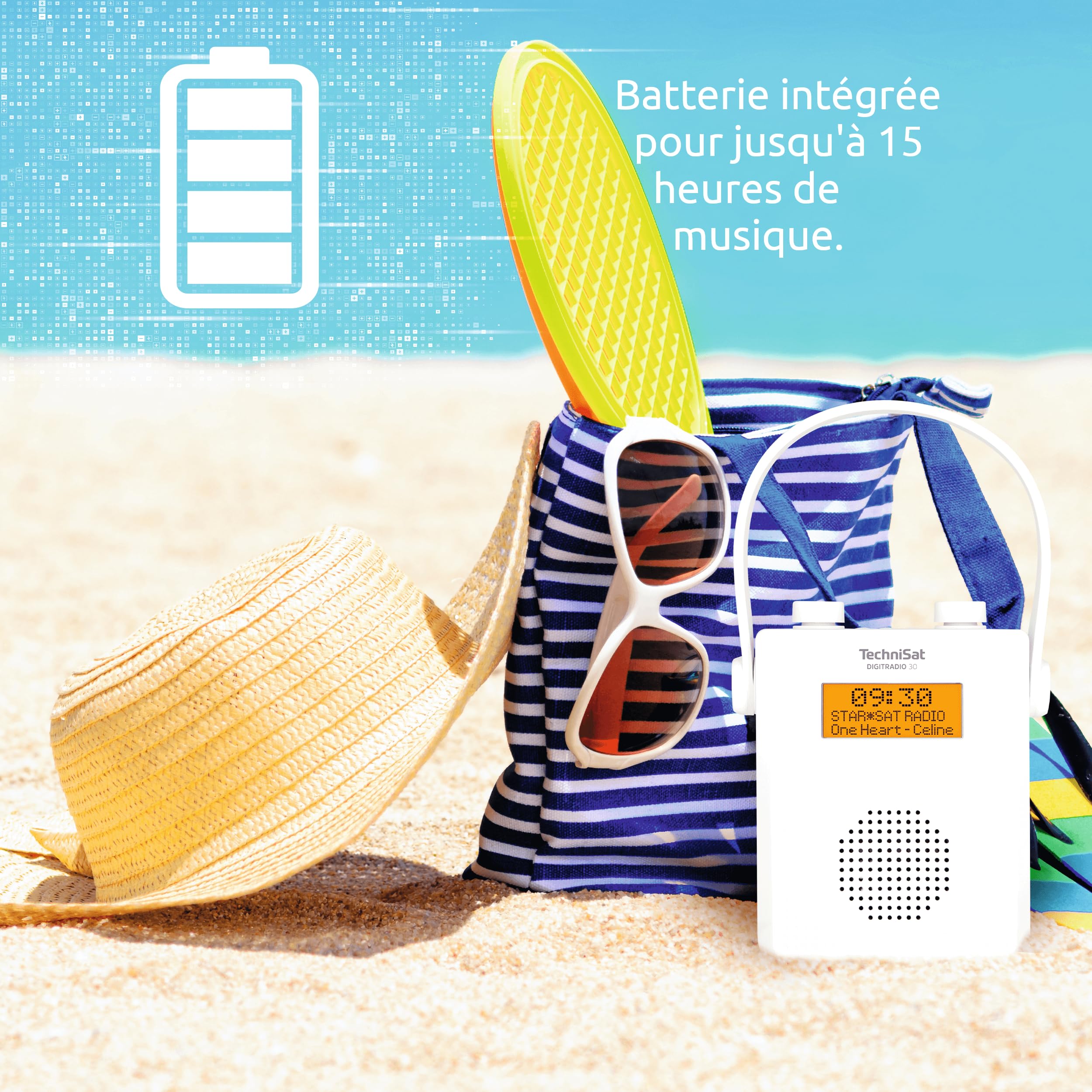 TechniSat DIGITRADIO 30 - Radio de Douche Dab+ étanche (FM, Radio numérique Dab, Batterie intégrée, Bluetooth, étanche IPX5, réveil, mémoire favoris, Prise Casque) Blanc