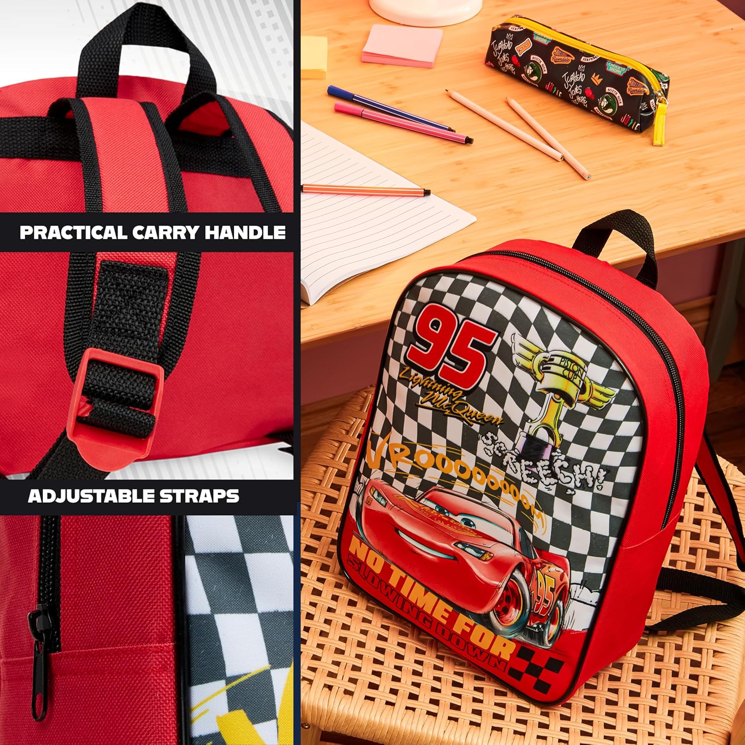 Get Trend Disney Cars Mini Backpack Kids Toddlers 12x9” Rucksack Kindergarten Bag Preschool Sports Travel Backpacks 3+ Gifts for Kids (Red Cars) - Image 5