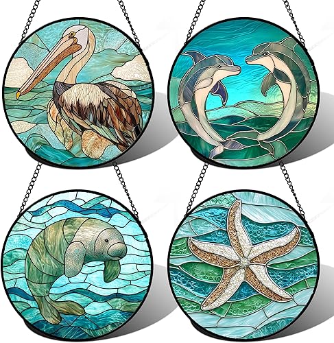 Miniatura 11 de Colgante de Vidrieras para Ventana - 5 Gatos en una Rama Atrapasol para Ventanas Puertas Decoración del Hogar y Navidad, Día de la Madre Día del