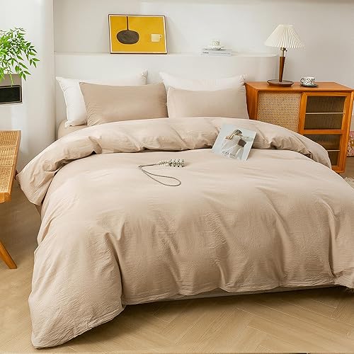 Miniatura 4 de ECOCOTT Funda de edredón, 100% algodón lavado, 1 funda de edredón con cremallera y 2 fundas de almohada, ultrasuave, fácil cuidado, transpirable,