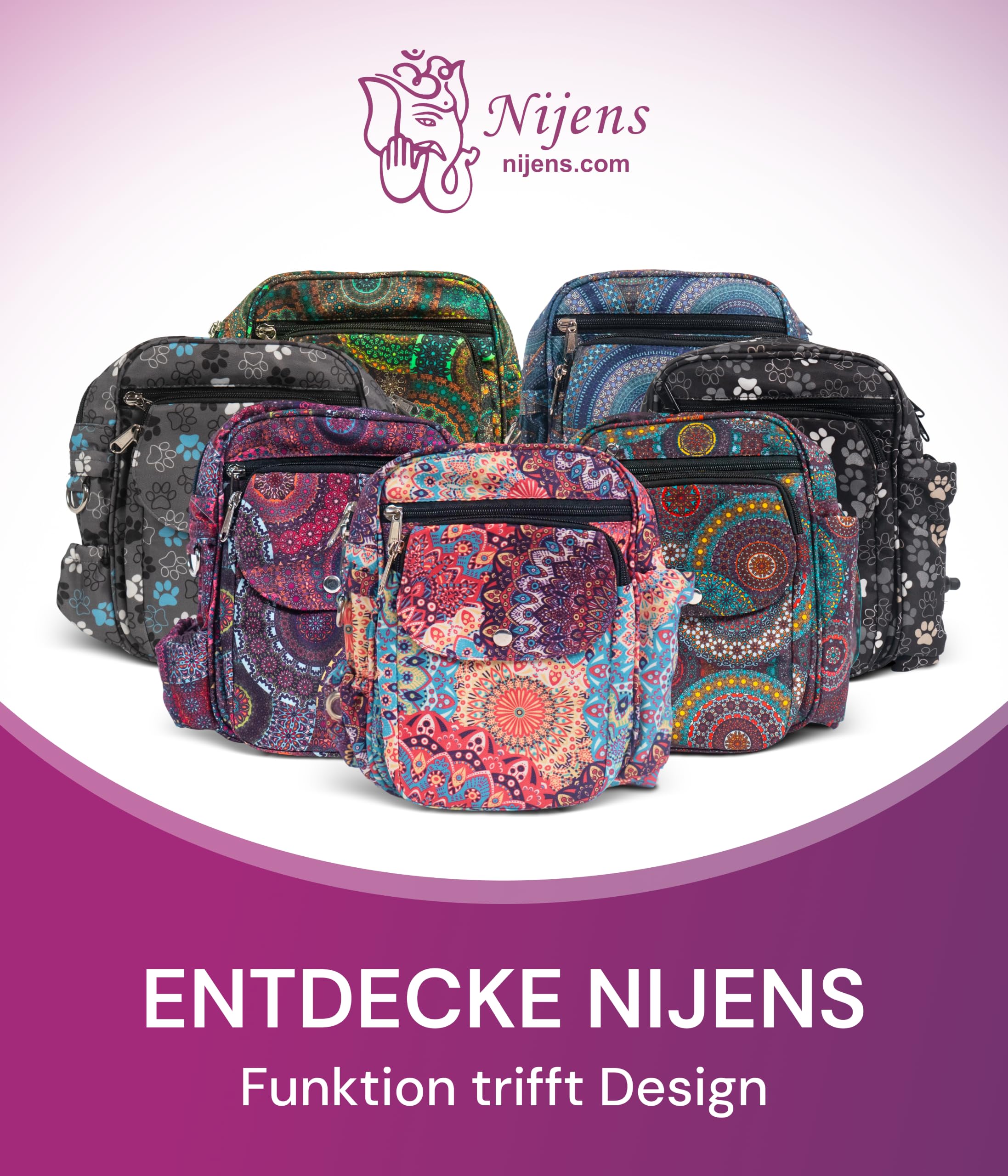 Konstanz Mandala 71049 – Gassitasche mit integriertem Flaschenhalter – Leckerlitasche für Hunde, wasserabweisend, 2-in-1 Tasche – für Gassi & Training