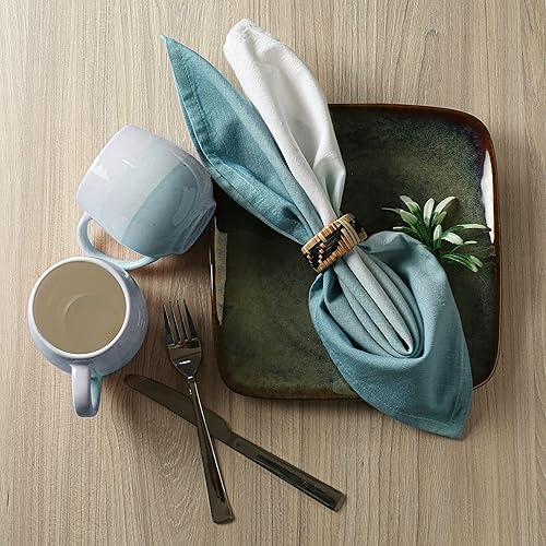 Miniatura 4 de FINGERCRAFT Juego de 6 servilletas de tela de mezcla de algodón de 20 x 20 pulgadas, tamaño grande, perfectas para fiestas, cenas, bodas, cócteles,