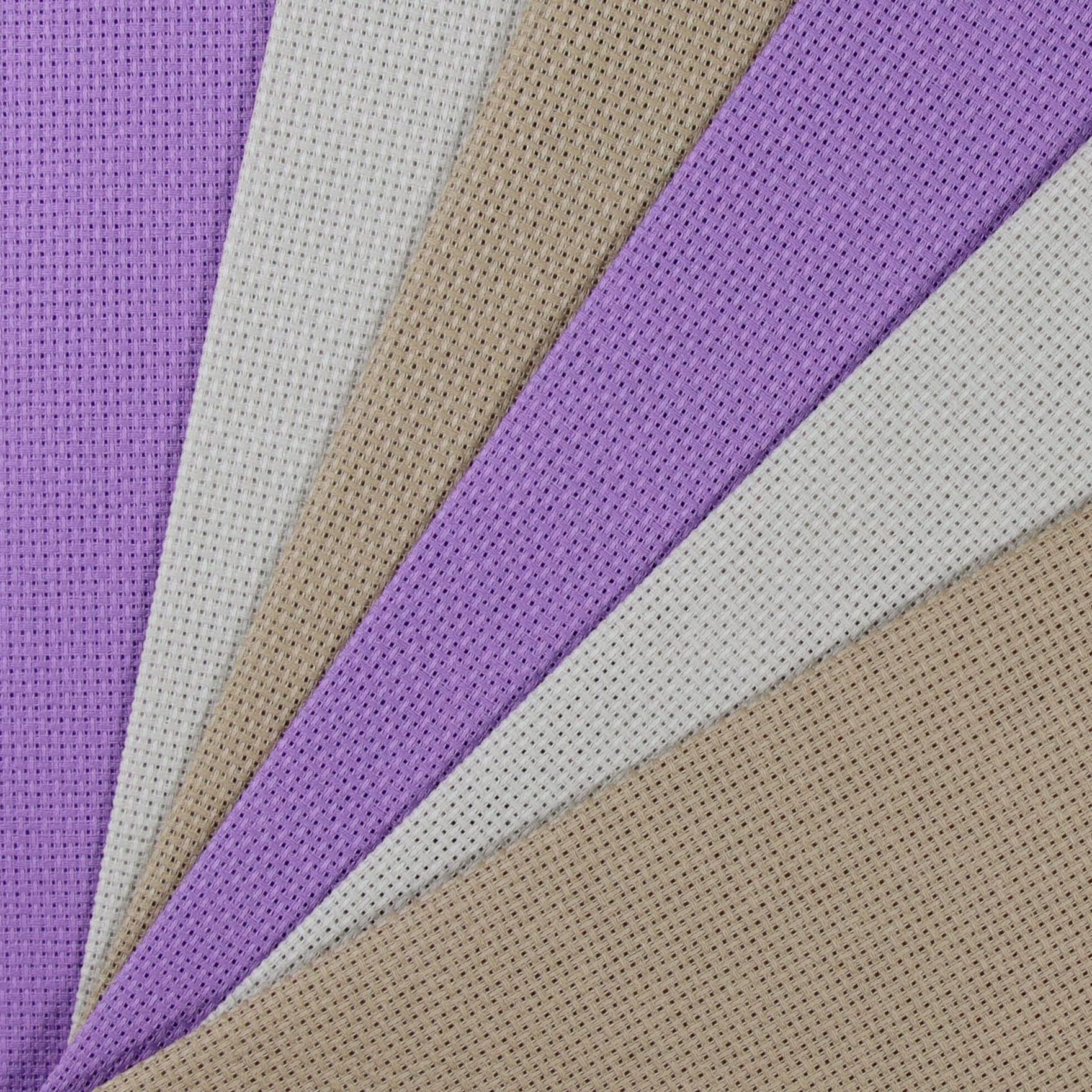 KCS 4/6 pc of 12" x 18"(30cmx45cm) 16CT Counted Cotton Aida Cloth Cross Stitch Fabric (6 pc, Pearl Grey+Khaki+Lavender) — image 1