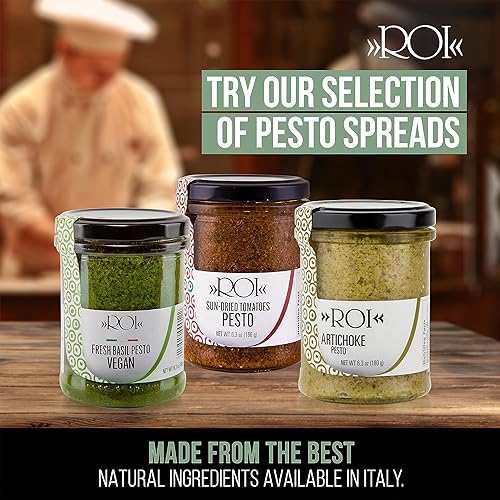 Miniatura 6 de ROI Pesto rojo - Pesto de tomate secado al sol hecho con tomates secados al sol, albahaca DOP genovesa y AOVE, sin gluten, salsa de pesto liguriano