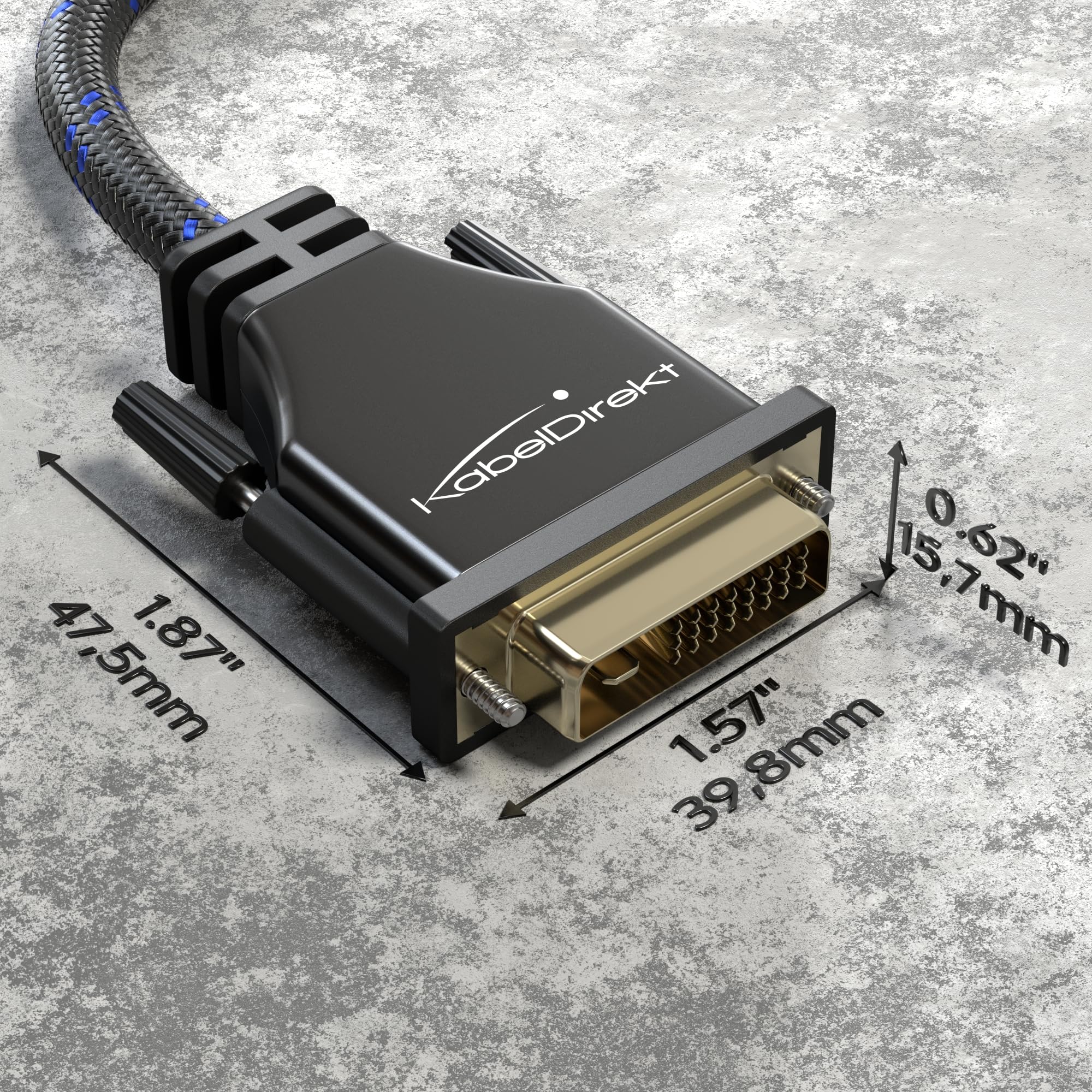 KabelDirekt – Kabel Dual Link DVI – z rdzeniem ferrytowym dla niezniekształconych sygnałów – 7,5 m – w oplocie nylonowym (kabel monitora DVI-D/24+1, 2560×1600 przy 60 Hz lub Full HD/1080p)
