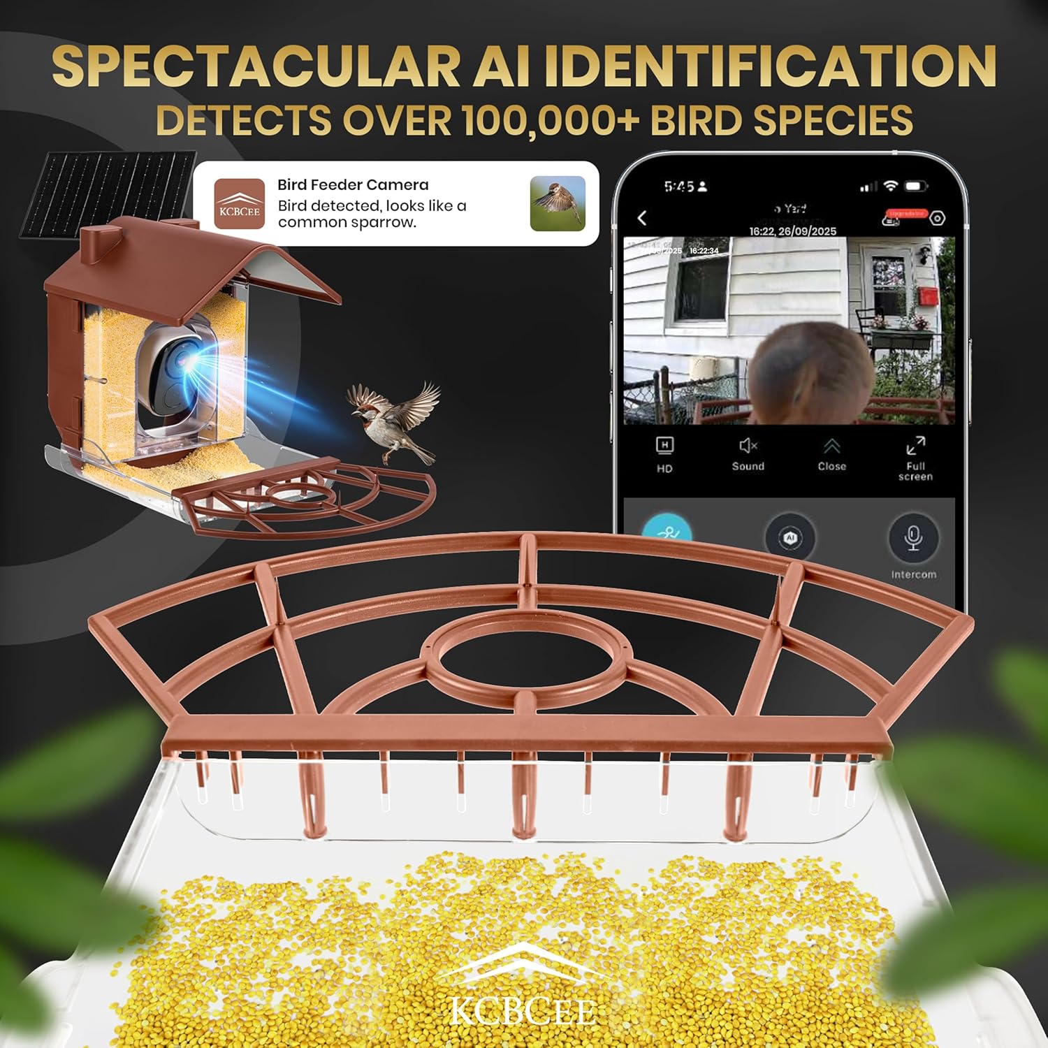 Smart Bird Feeder with Camera Solar Powered - 2K HD Live Video - AI Bird Recognition - Instant App Alerts - Weatherproof Design - Birdwatching for Nature Lovers - Capture Wildlife