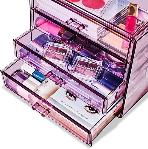 Miniatura 7 de Sorbus Organizador de maquillaje  Organizador de maquillaje acrílico de 4 cajones y almacenamiento para cosméticos, joyas, suministros de belleza,
