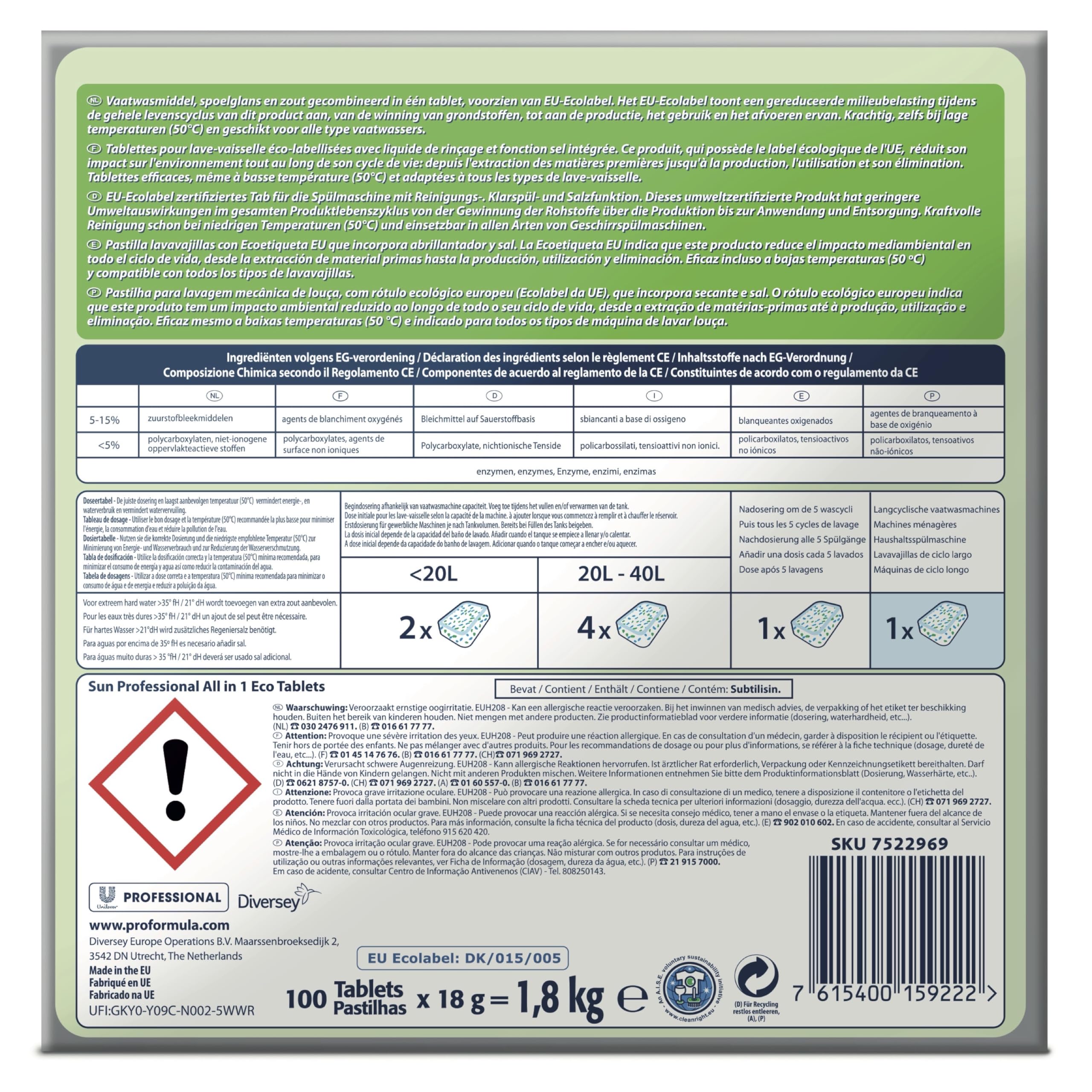 Sun Sp Lmaschinengeschirrreiniger Professional (todo en 1 caja, TAB,