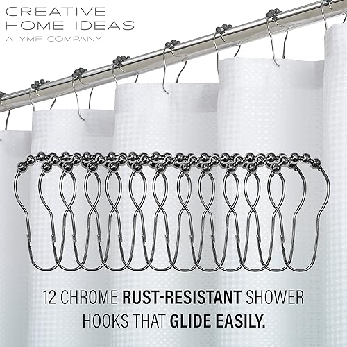 Miniatura 4 de Creative Home Ideas Juego de cortina de ducha de 14 piezas, ganchos y forro de baño, incluye 1 cortina de ducha de 70 x 72 pulgadas, 1 forro de
