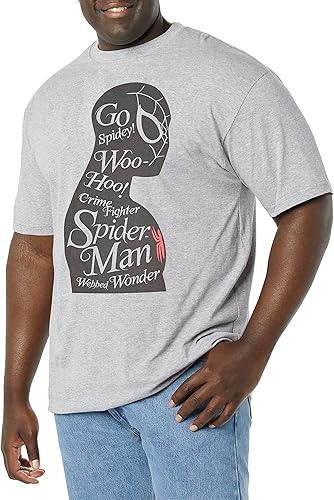 Marvel Silhouette Spiderman T-Shirt, Gris chiné Athletic, XXL Grand/Taille Tall 
