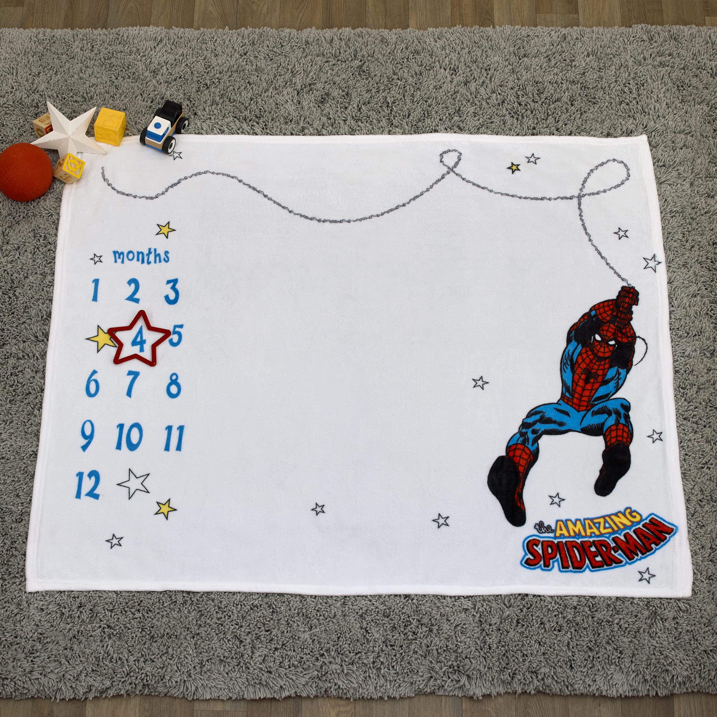 Marvel Spiderman Sicherheitsdecke Für Babys | Super Soft, 35,6 X 35,6 Cm | Blau-Rot, Aus Plüsch