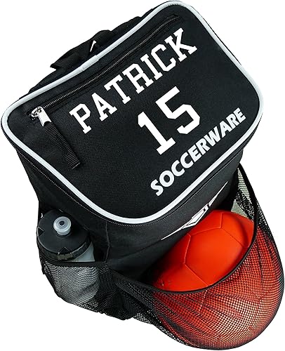 Miniatura 2 de Mochila de fútbol con compartimento para pelotas - Para niños y niñas  La bolsa se adapta a todos los equipos de fútbol y equipo de gimnasio (negro)
