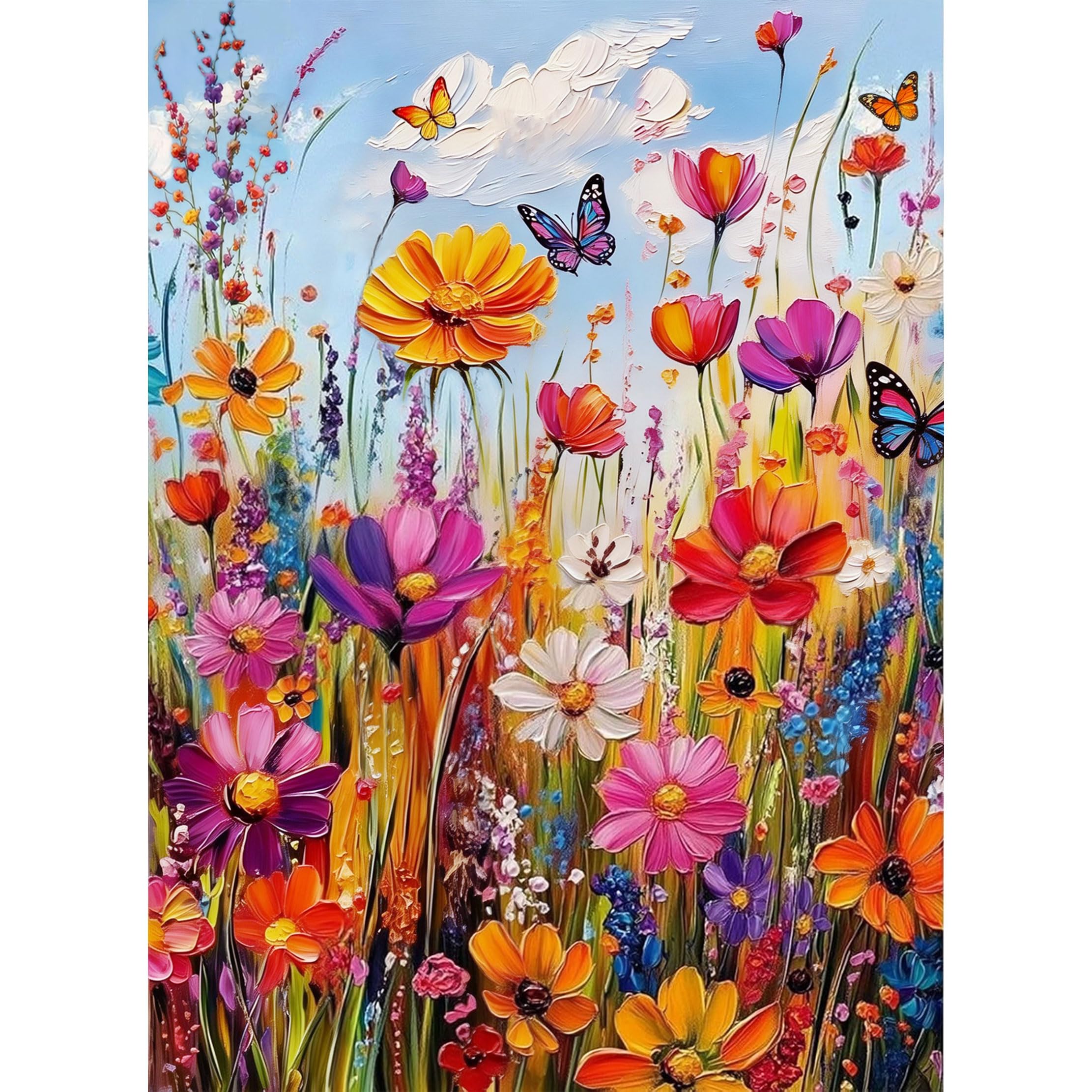 Amaieuin Flower Paint by Numbers for Adults,Wildflowers Painting by Numbers for Adults,Floral Adult Paint by Numbers DIY Color Oil Painting Acrylic Paints for Home Wall Decor Gifts 12x16in