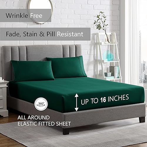 Miniatura 4 de American Home Collection Juego de sábanas de 3 piezas, bolsillo profundo de 16 pulgadas, microfibra ultrasuave, transpirable, de fácil cuidado, sin