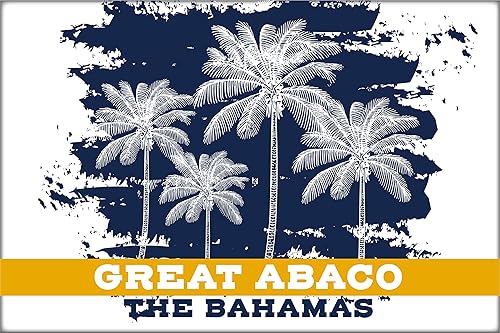 Great Abaco The Bahamas Beach Souvenir - Imán para nevera, diseño de palma, paquete de 4