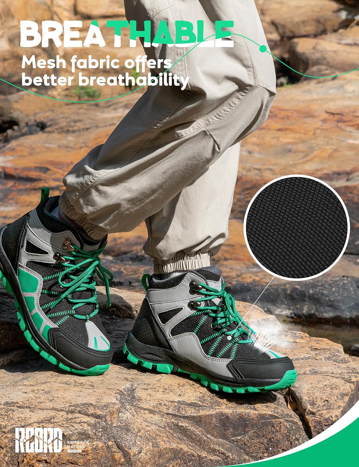 R CORD Kids Hiking Boots Waterproof Outdoor Ankle Hiking Boots for Kids Anti-Slip Walking Boots Comfortable Girls Hiking Boots Hiking Shoes for Camping - Image 5