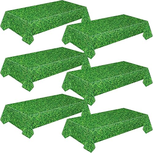 Mixweer 6 manteles de plástico de césped verde, mantel de golf desechable, mantel de golf temático para decoración de fiesta de golf, decoración de