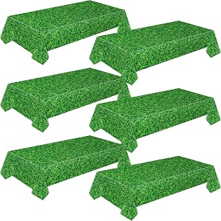 Mixweer 6 Pcs Golf Lawn Plastic Tablecloth Birthday Party Decorations 54 x 108 Inch Golf Grass Field Rectangular Plastic Table Cover for Sports Theme Fan Sports Event Game Day Birthday Party Supplies