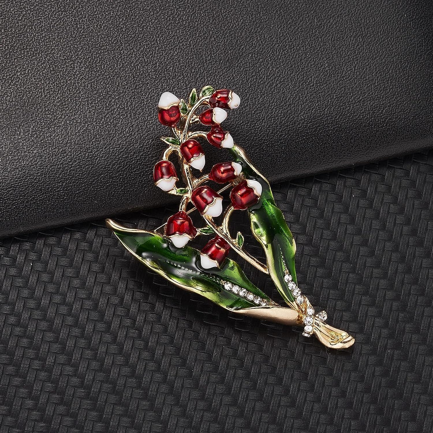 Broche for mujer, broches Elegantes diamantes de imitación Magnolia Flor Esmalte Broches Top Pulido Mujer Ramo Broche de boda Broche de planta broches for mujer (Metal color : A)