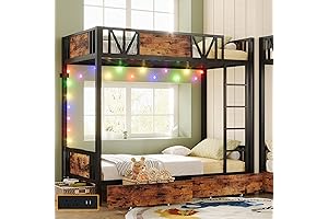 ANCTOR Twin Size Bunk Bed with Built-in Drawers and Power Outlet Metal...