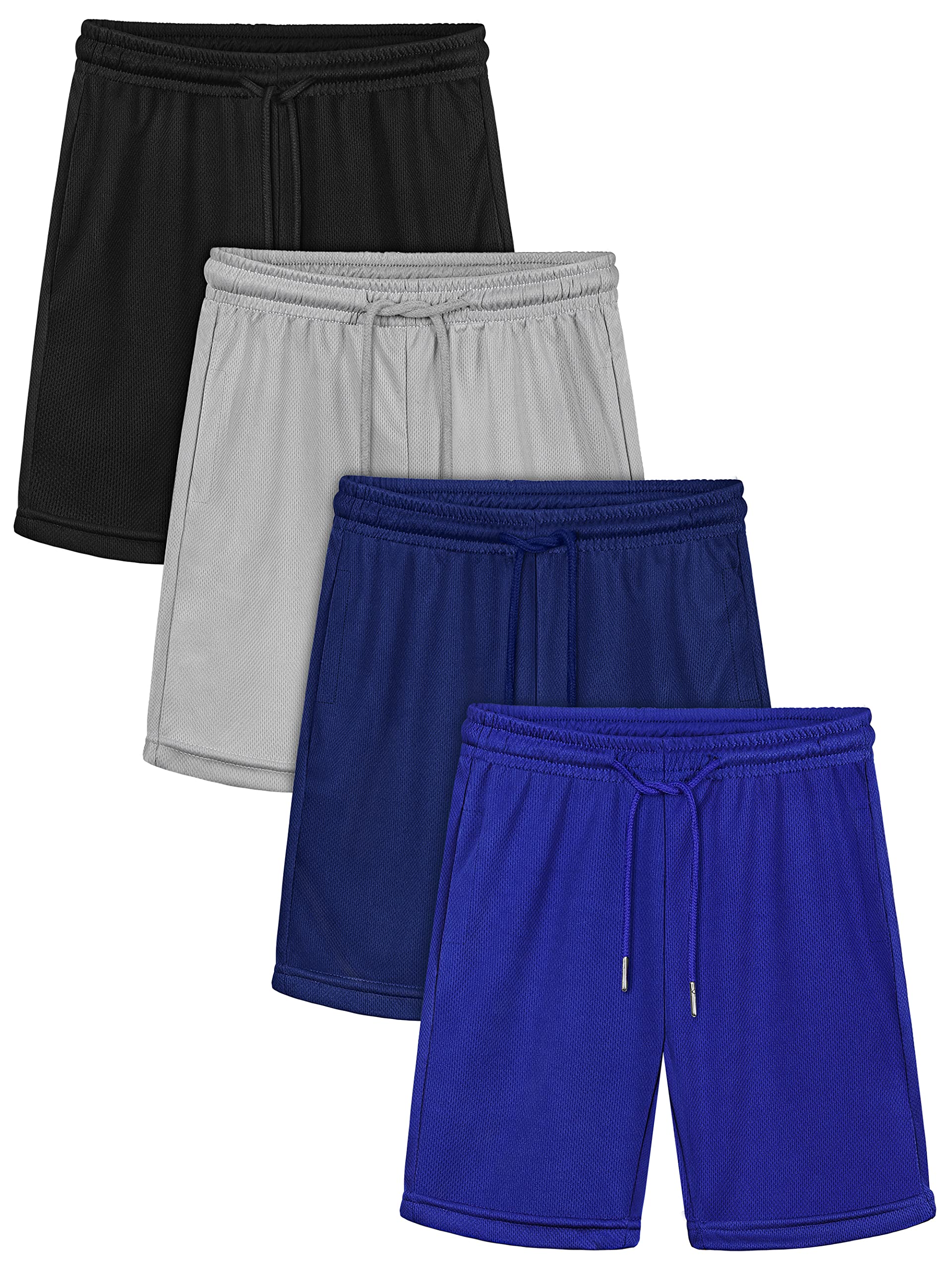 Resinta4 Packs Toddler Boy Mesh Shorts with Pockets Quick Dry Boys Athletic Performance Basketball Shorts with Drawstring