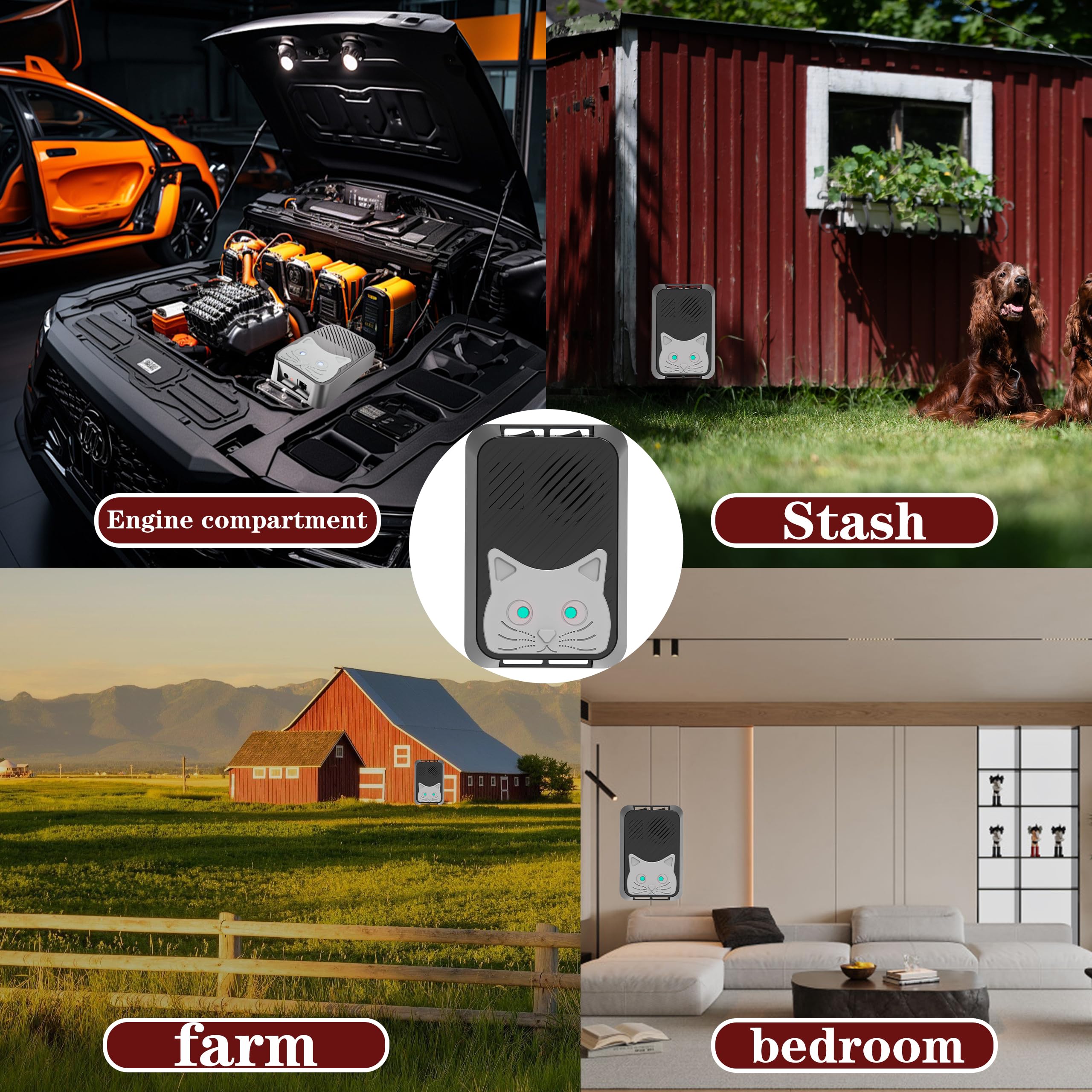Repellente Topi per Auto Professionale,Repellente Martore Auto con Flash, Ultrasuoni per Topi a Batteria per Protezione Motori