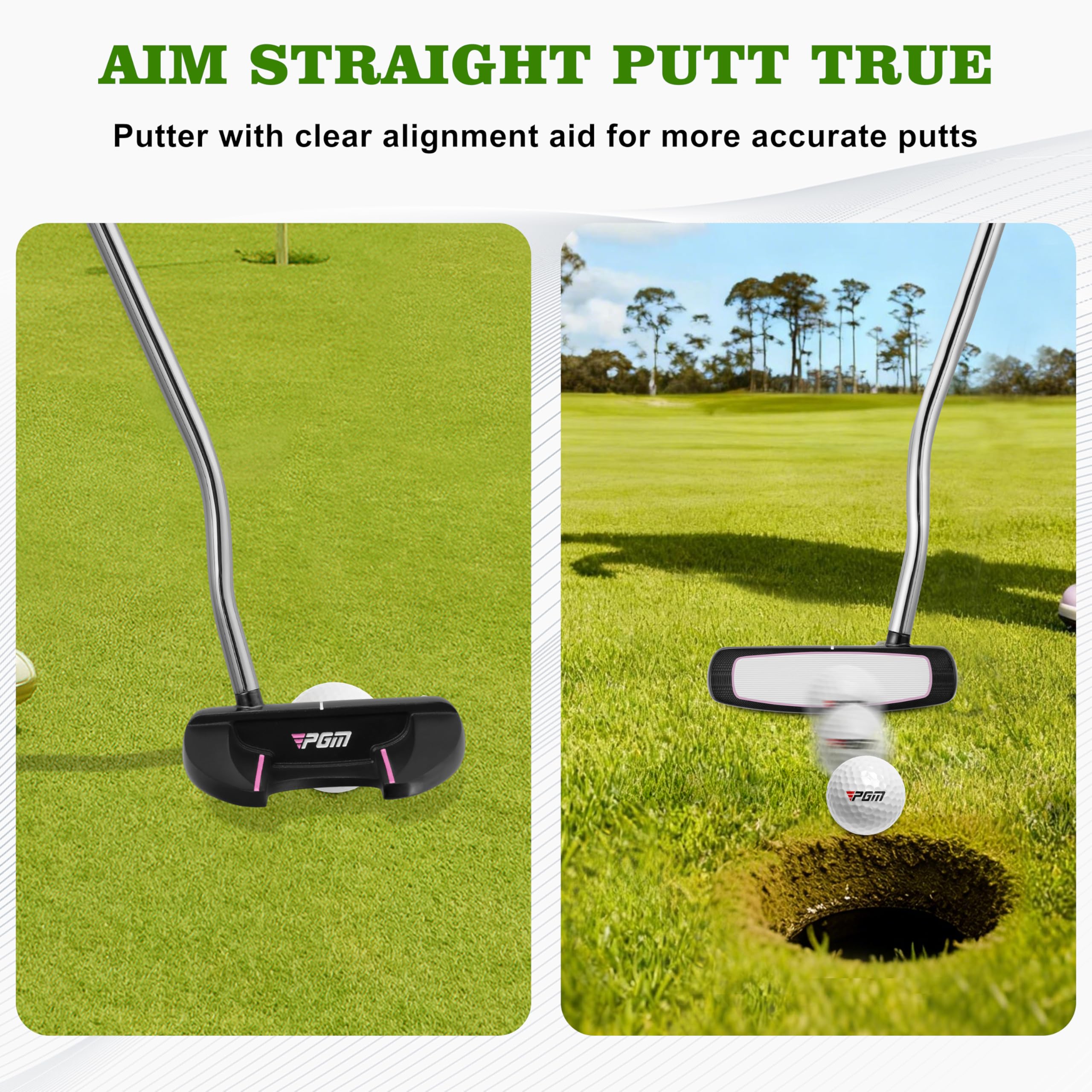 PGM 83.8 cm Golf Putter für Wonmen Rechtshänder mit Schlägerhaube, Ausrichtungshilfe High Moi Mallet Putter Golfschläger für Geradere Putts TUG041