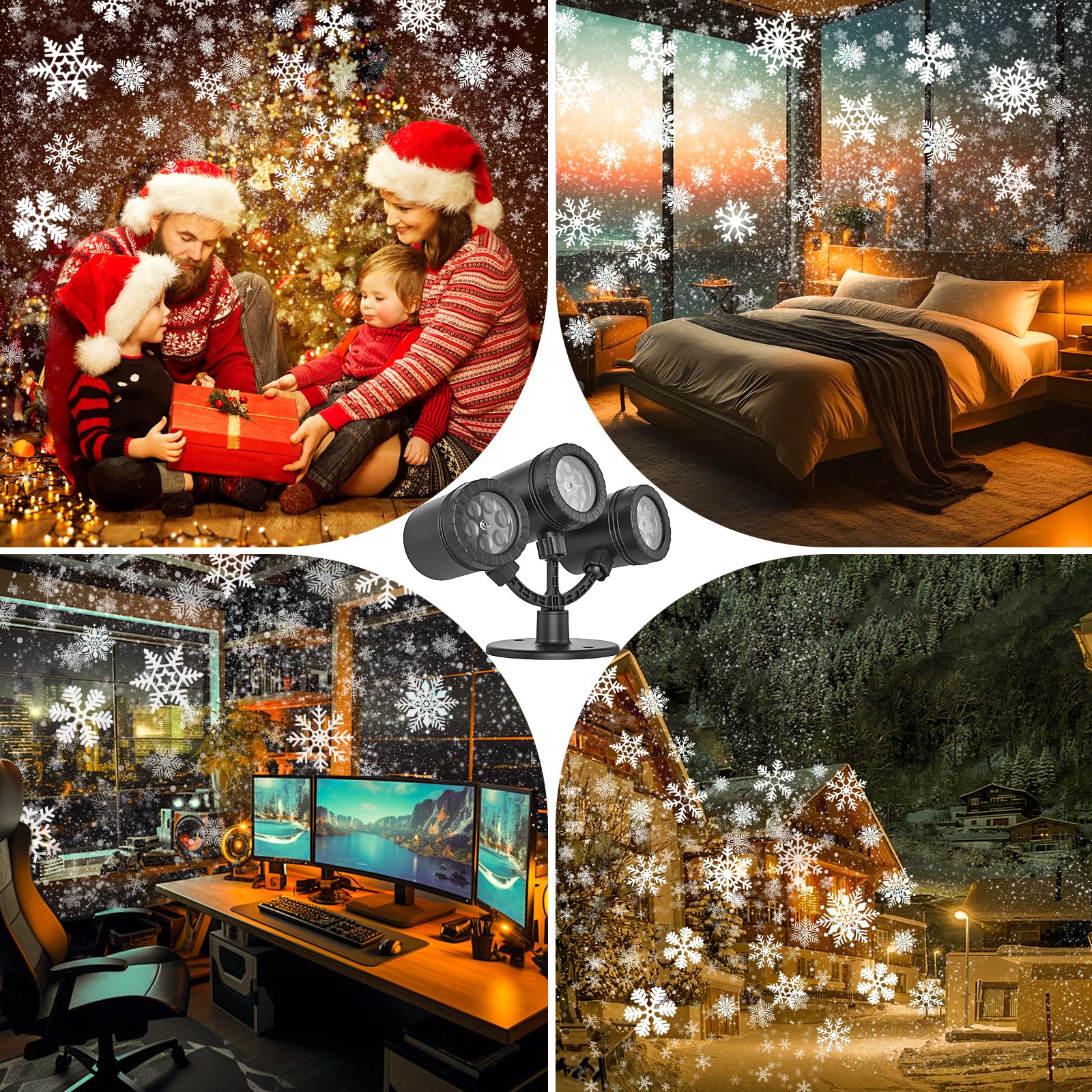 Schneeflocken Projektor Licht, Schneeflocke LED Weihnachtslicht Projektor - wasserdichte Urlaub Dekorationen für Außen Hof und Haus