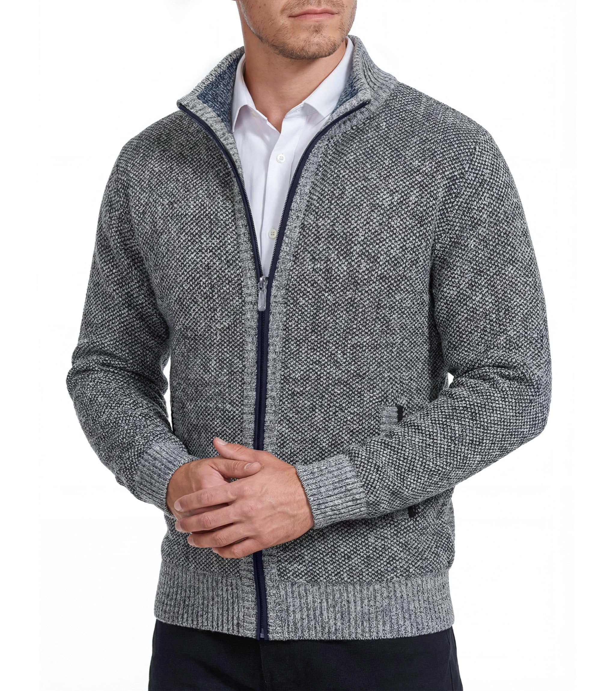 GLESTORE Strickjacke Herren Fleecejacke Cardigan Trachtenjacke Mit Reissverschluss