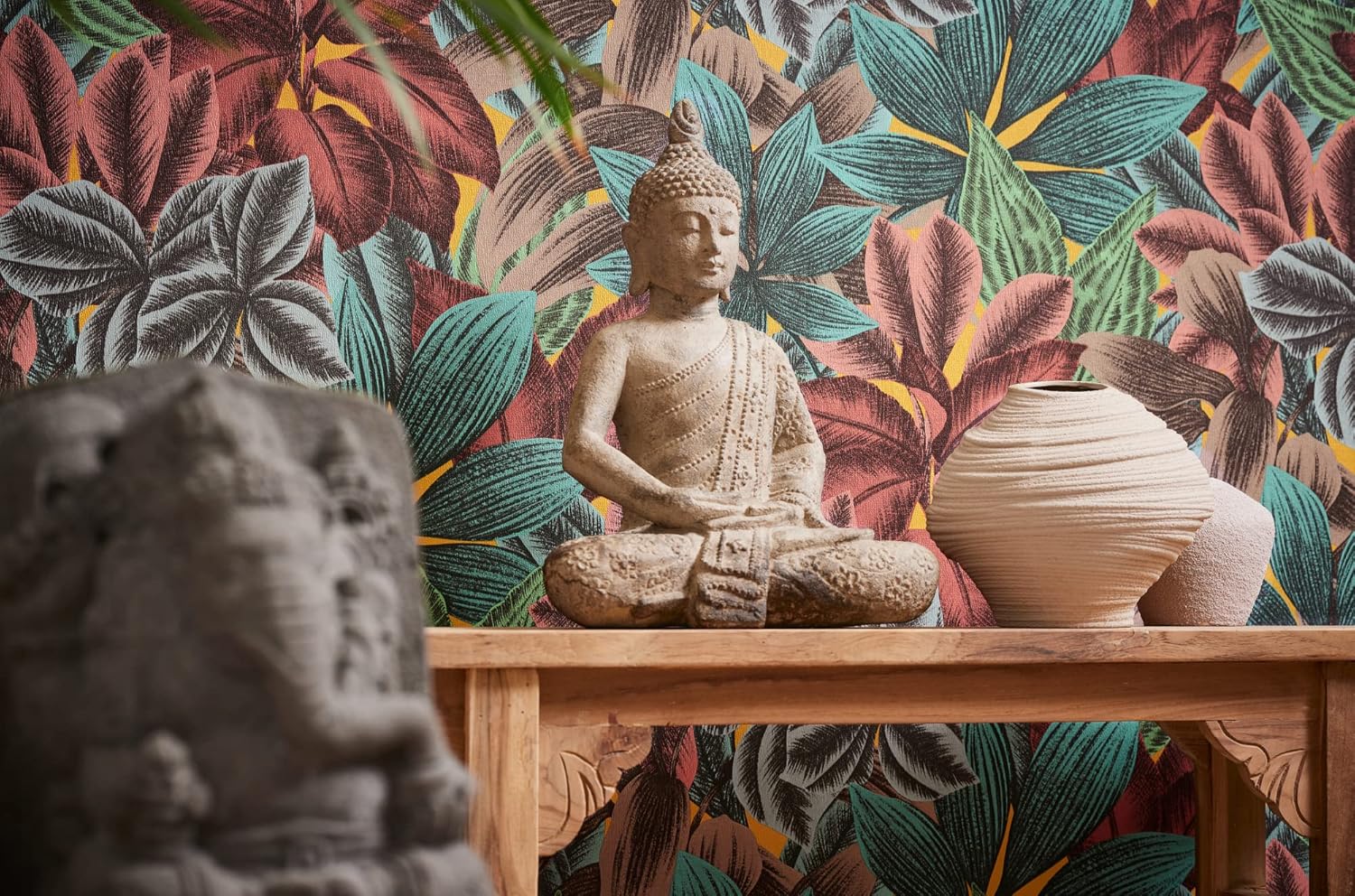 Livingwalls Travel Styles Non-Woven Wallpaper - Jungle Wallpaper in Colourful and Blue - Tropical Wallpaper for Various Rooms in 10.05 m x 0.53 m