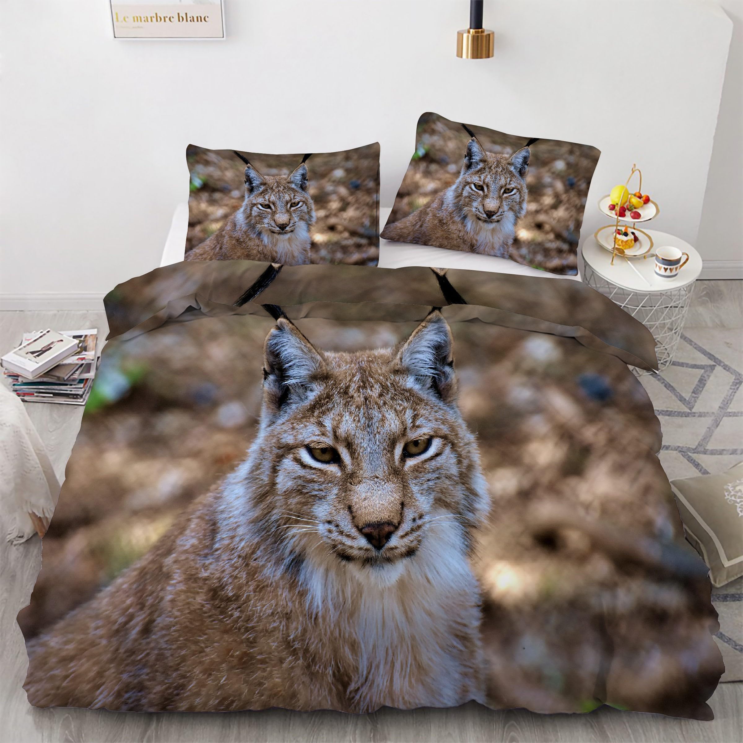 Parure de lit lynx avec housse de couette 240x260 cm et 2 taies d'oreiller microfibre