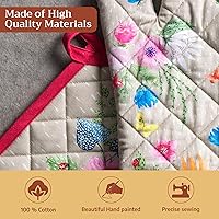 Vista 3 de Maison d' Hermine - Guante de horno de 7.5 x 13 pulgadas y agarradera de 8 x 8 pulgadas, 100 % algodón, resistente al calor, chef, cocinar, hornear