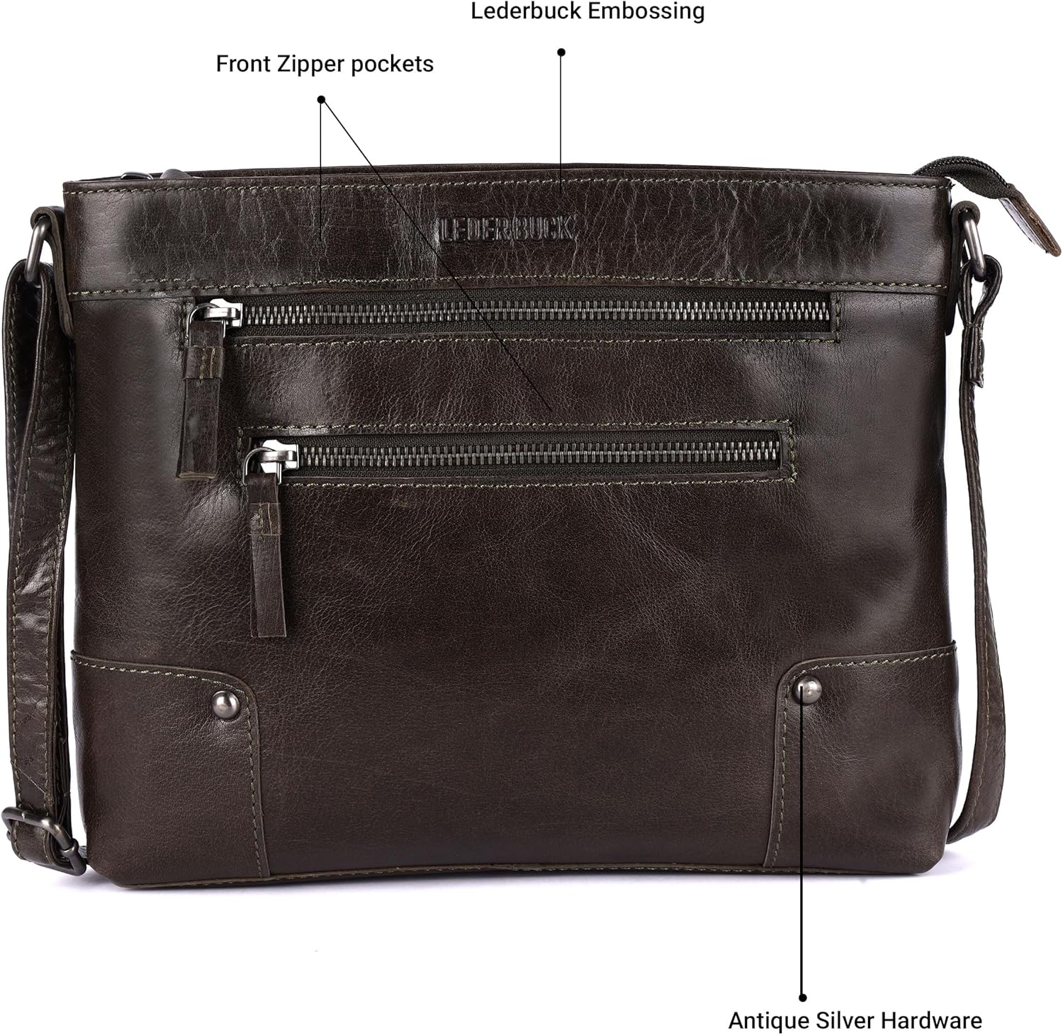 Mia Soft Real Leather Womens Crossbody Handbags and Purses-Triple Zip Premium Sling Crossover Shoulder Bag - Image 2