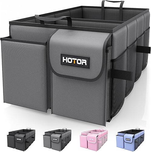 HOTOR Organizador plegable para maletero, compatible con SUV y sedán, resistente organizador de accesorios de automóvil gris de 23.6 pulgadas, 14.2